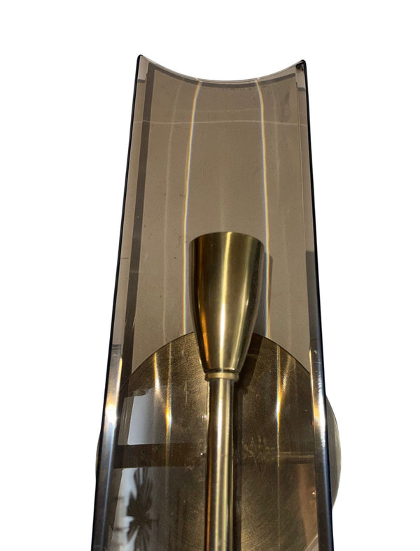 Pair of Cristal Arte Smoky Glass Italian Sconces, 1960's.
