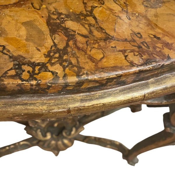 Italian Early 18th Century Giltwood Console with Faux Marble Top