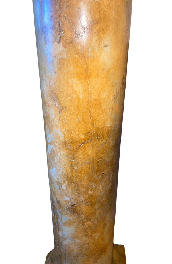 Early 20th Italian Polished Siena Marble Pedestal Column with Warm Toned Veining