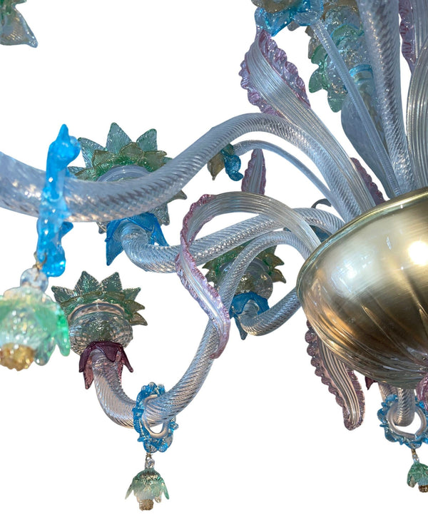 Italian Murano Glass Multi-Color Floral Chandelier