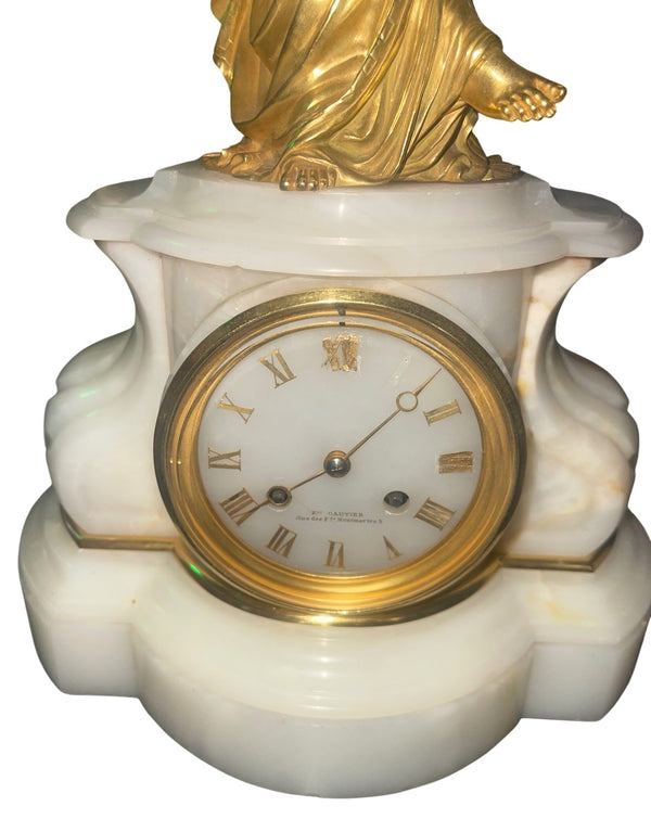 Early 20th Century French Bronze & Onyx Clock Garniture, Allegory of the Arts.