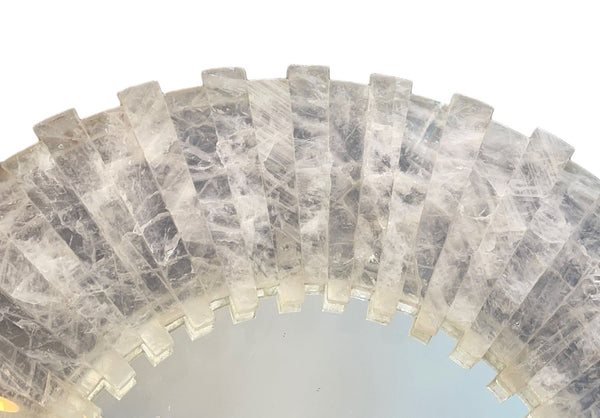 21st Century Sunburst Rock Crystal Mirror – Sculptural Modern Wall Décor 32.25”