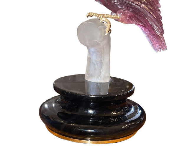 Rubellite Tourmaline Cockatoo Sculpture by Manfred Wild for Emil Becker. Germany