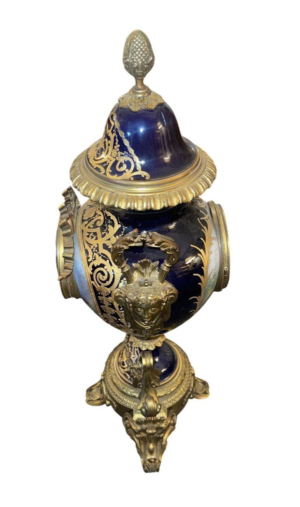 Large 19th Century French Sevres Porcelain Bronze Clock Balthazar Paris