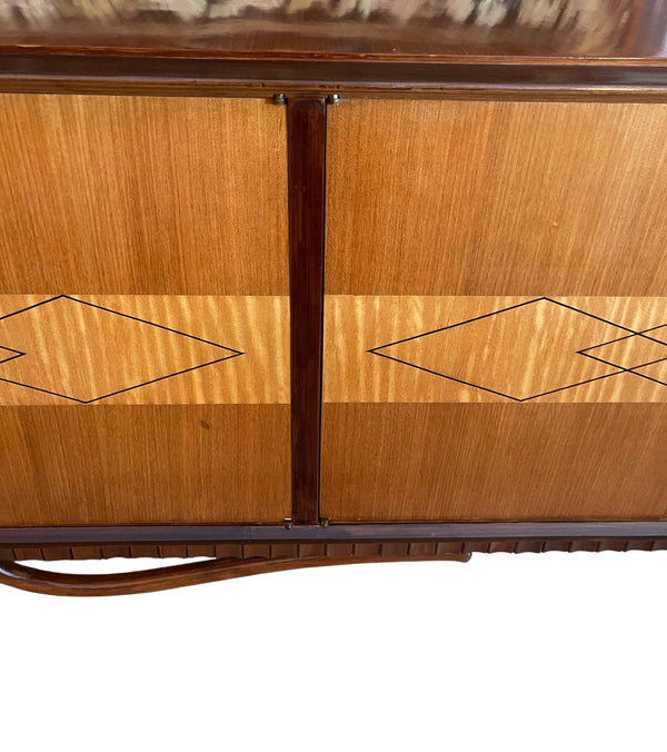 Italian Mid-Century Inlaid Six-Door Sideboard. 1960's.