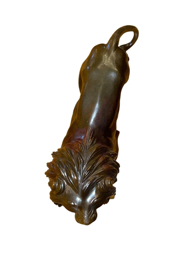 Mid-20th Century Tiger’s Eye Quartz Lion Carving Attributed to Georg O. Wild.