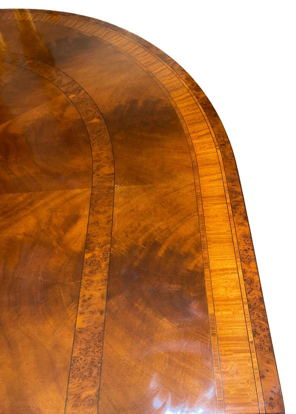 English Regency Mahogany & Satinwood Extendable Dining Table. 1960's.