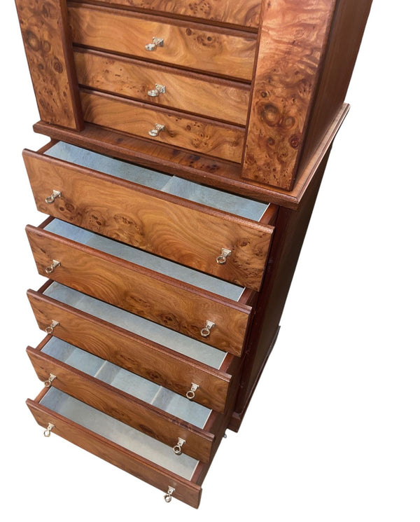 Agresti Lo Scrigno Briar & Mahogany Jewelry Armoire. Italy, 21st Century.