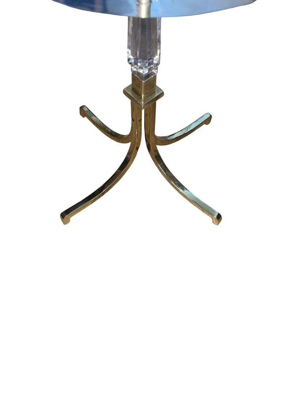 Pair Charles Hollis Jones Lucite and Brass Side Tables. U.S.A. 1970's.