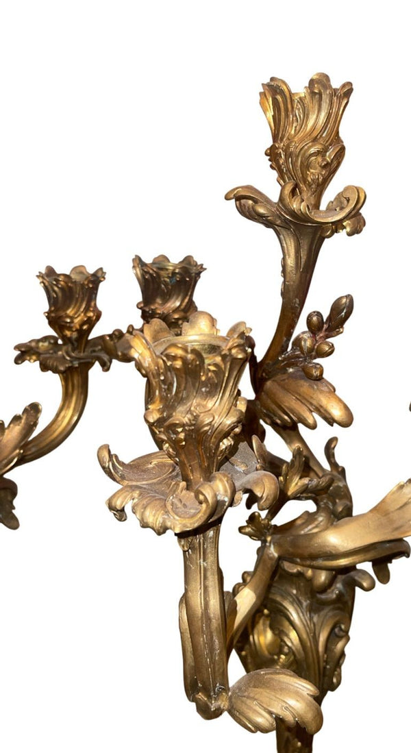 Early 19th Century Pair of Gilt Bronze Candelabras in the Manner of Henry Dasson