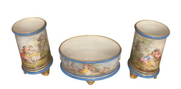 Set of Three Late 19th Century Sèvres Style Porcelain Vases