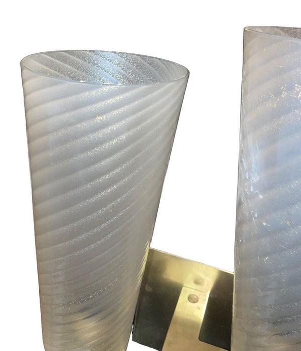 Set of Four Limited Edition Murano Glass and Brass Sconces. Italy, 1990's.