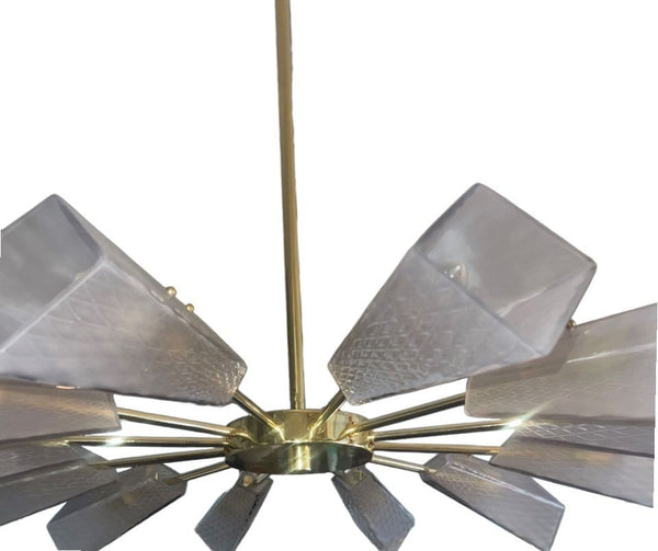 Ventilatore Style Chandelier with Murano Glass Tiles, Italy, 1980's.