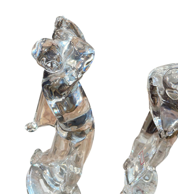 Pair of Baccarat Crystal Golfer Figurines