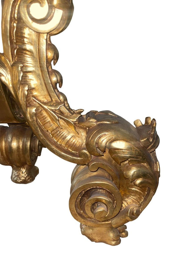 19th Century English Giltwood Center Table with Michelangelo Marble Top