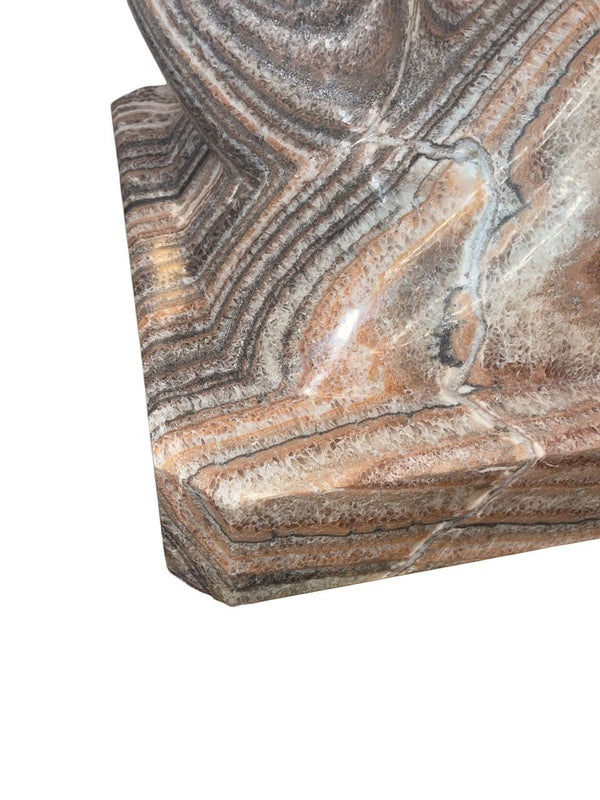 Large Mid-Century Carved Rainbow Onyx Hand Sculpture