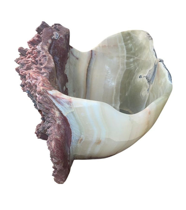 Monumental Sculptural Onyx Bowl with Natural Mineral Edge