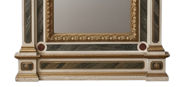 Monumental Late 18th C. Italian Venetian Mirror w/ Faux Marble & Carved Giltwood