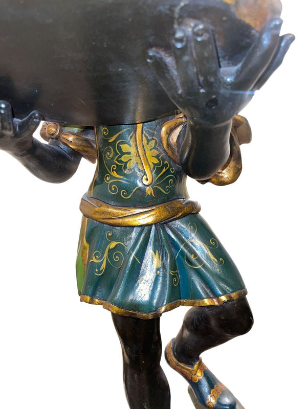 Early 20th Century Italian Pair of Polychrome Blackamoor Carved Wood Figures