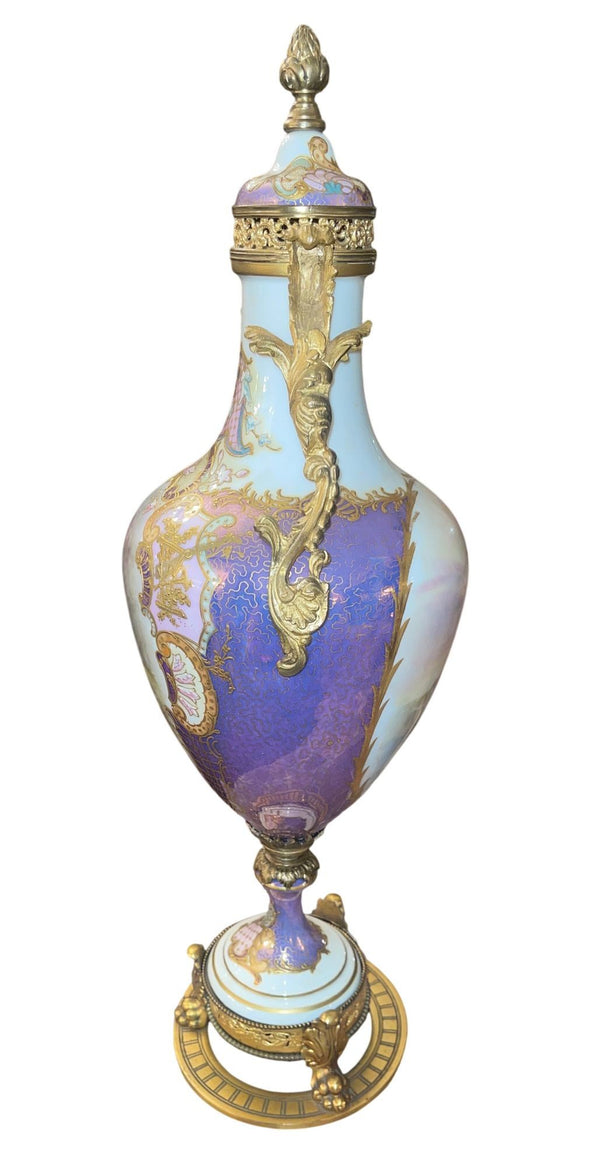 Antique 19th Century French Sevres Porcelain & Bronze Vase. Signed Maxant.