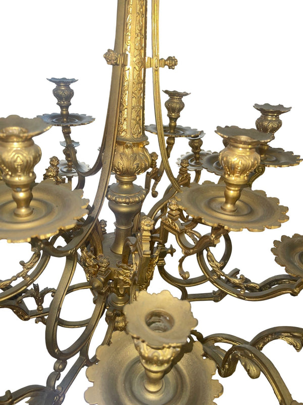 Impressive 19th Century French Gilt Bronze Chandelier