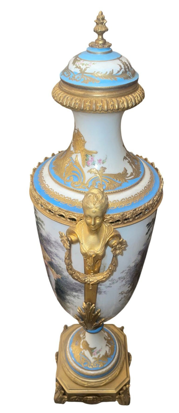 19th Century Sèvres Porcelain Urn with Gilt Bronze Mounts