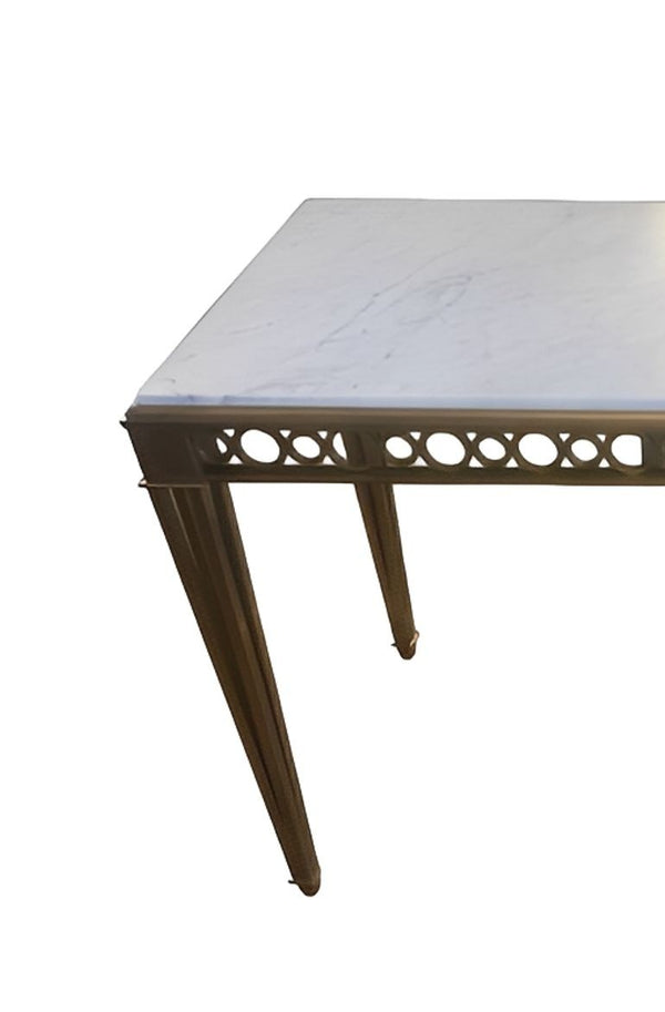 Paul M. Jones Neoclassical Style Bronze & White Marble Console Table, USA, 1960s