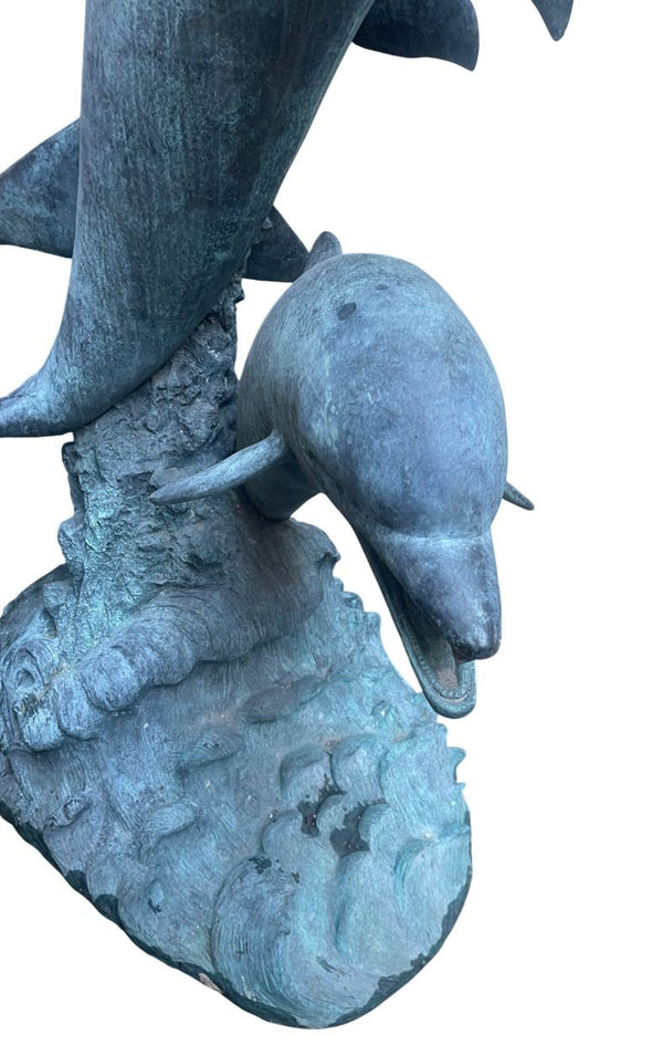 Monumental American Bronze Four-Dolphin Fountain Sculpture. Late 20th Century.