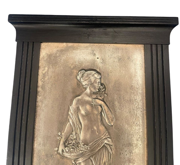 Late 19th Century Pair of Italian Silver Plate Relief Plaques Classical Maidens
