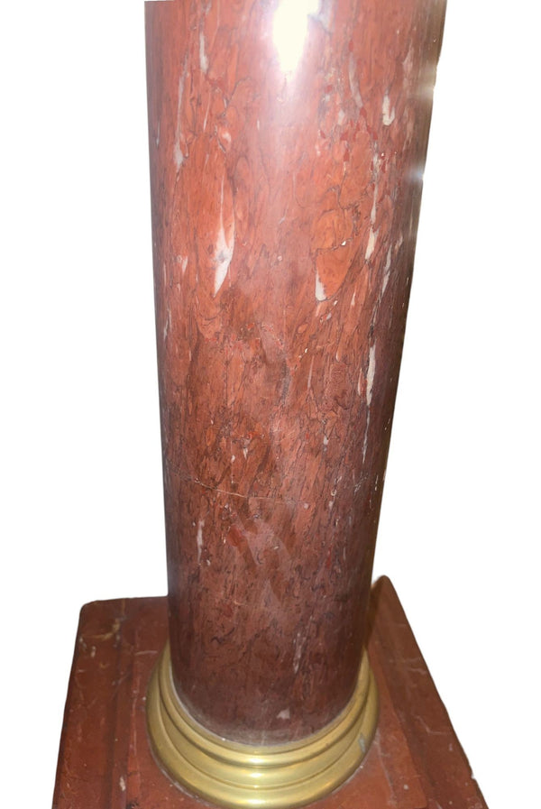 19th Century French Rouge Griotte Marble & Ormolu Pedestal Column