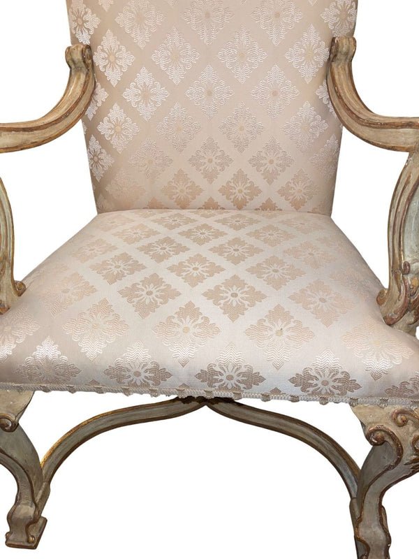 Pair of 19th Century Italian Hand Carved Armchairs.