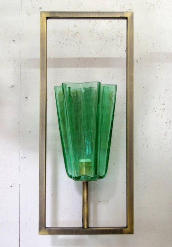 Set of Four Limited Edition Italian Emerald Green Sconces, 21st Century