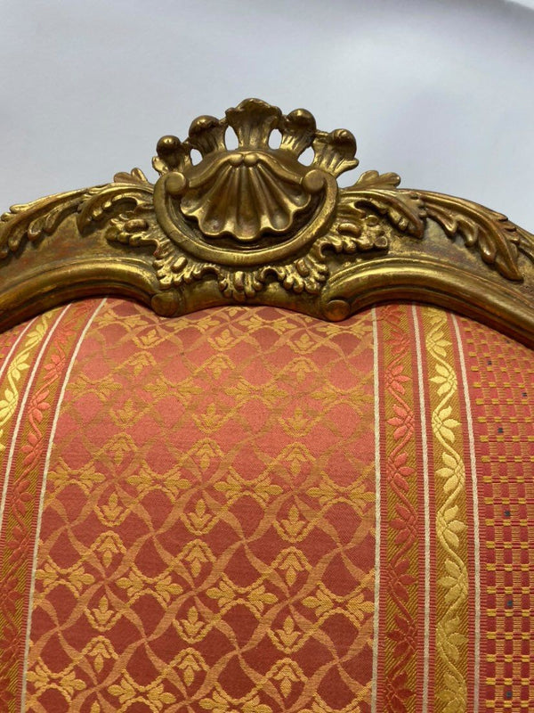 Pair of 20th Century Italian Hand-Carved Water Gilt Armchairs