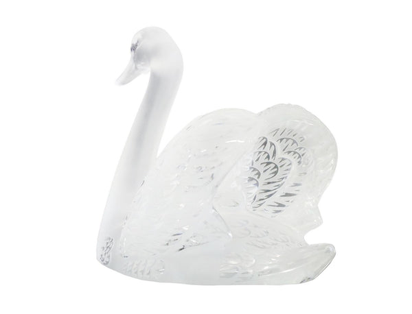 Pair of Frosted Glass Centerpiece Swan Figures by Lalique
