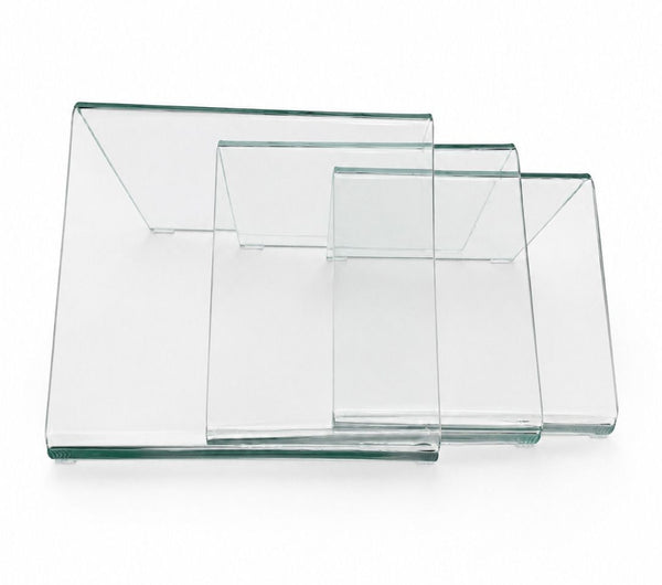 Pair of Italian Waterfall Glass Nesting Tables, 20th Century
