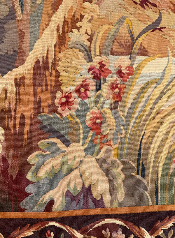 19th Century French Wool Aubusson-Style Pastoral Landscape Tapestry