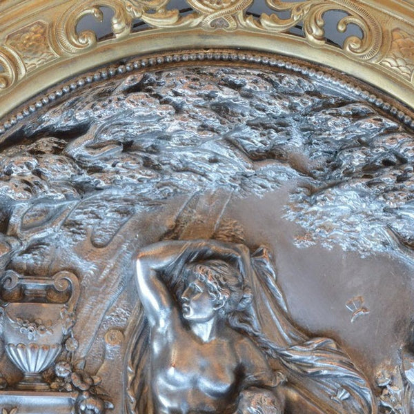 Pair of Italian Deep Relief Figural Metal Wall Plaques, Late 19th Century.