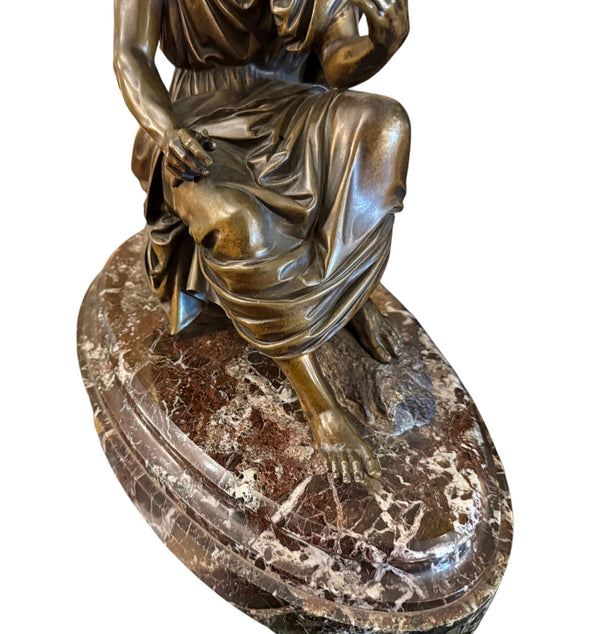 19th Century French Bronze Figure of Ancient Greek Philosopher Zeno of Elea.