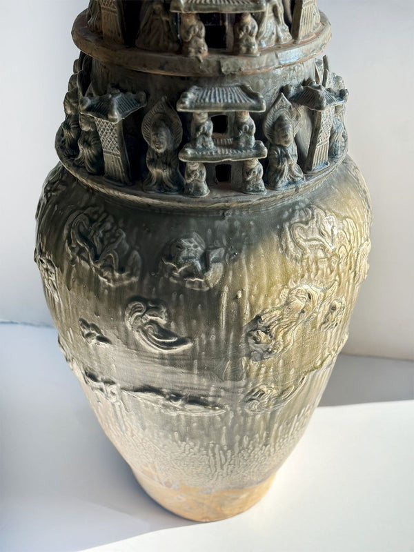 Pair of Chinese Earthenware Ceremonial Vases