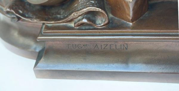 Large "Mignon" Bronze Sculpture by Eugène Aizelin, 1880