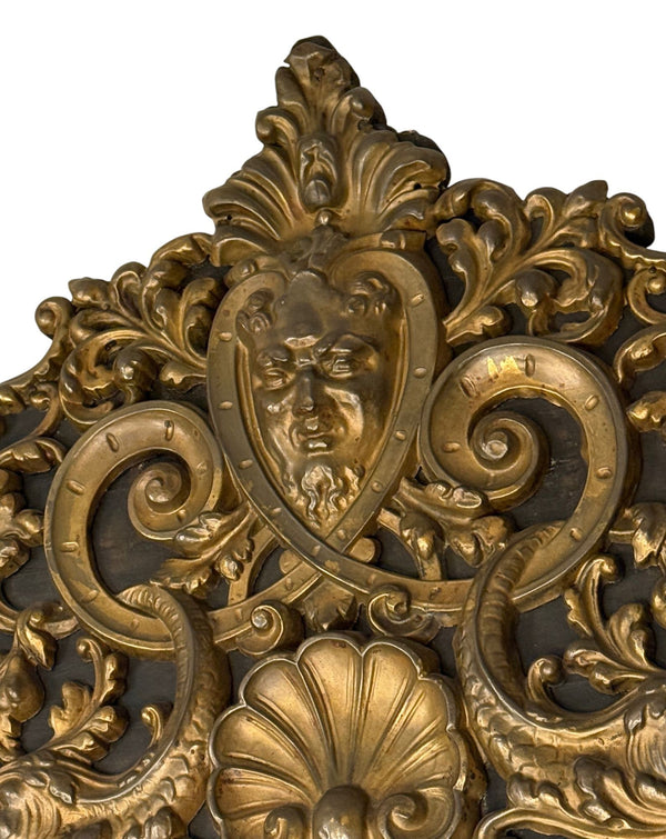 19th Century Flemish Repoussé Brass & Tortoiseshell-Pattern Mirror