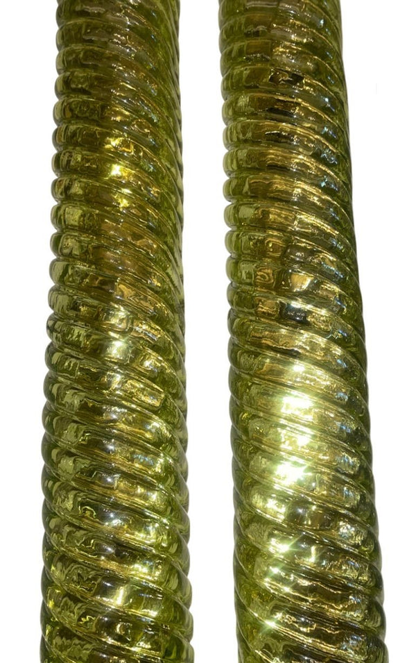 Pair Canale Sconces in Rare Chartreuse Green by Barovier e Toso. Italy, 1960's.