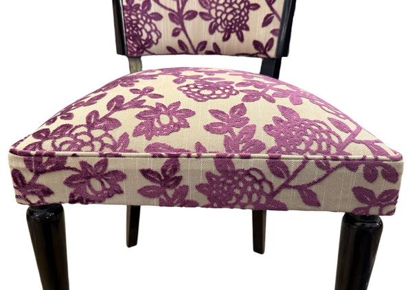 Set of Six Italian Mid-Century Dining Chairs with Floral Pattern Upholstery