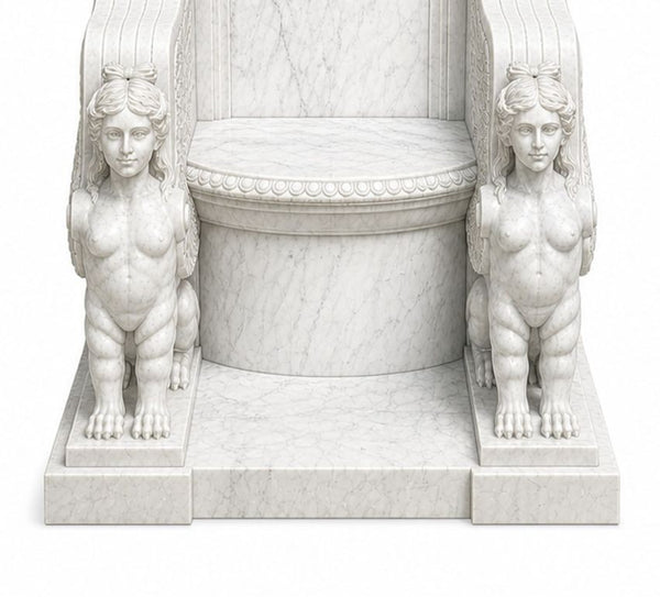 Late 19th Century Pair of Monumental Italian Marble Throne Chairs