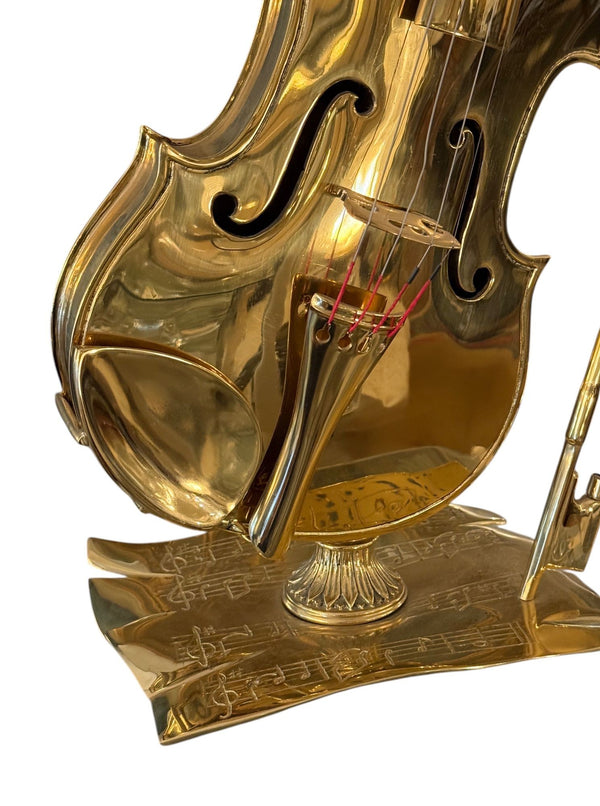 1960's Italian Polished Bronze Violin Sculpture on Acrylic Base.