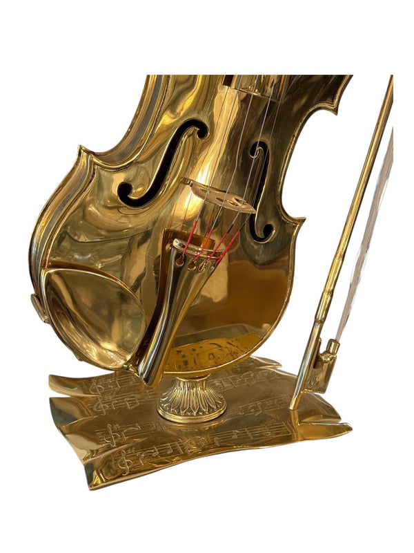 1960's Italian Polished Bronze Violin Sculpture on Acrylic Base.