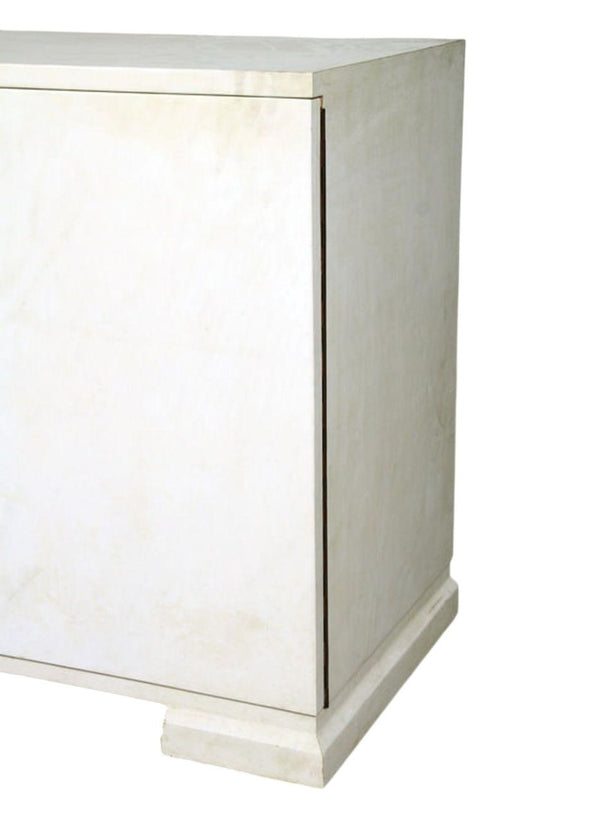 Parchment-Covered Four-Door Sideboard in the Manner of Samuel Marx. U.S.A. 1940s