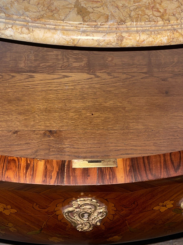 Late 19th Century French Louis XV Style Marquetry Commode with Siena Marble Top