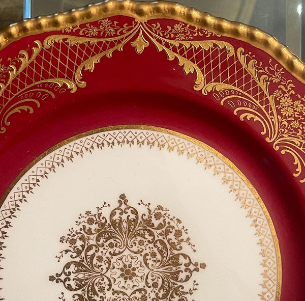 Early 20th C. Royal Doulton for Higgins & Seiter, Gilt Dinner Plates, Set of 12.