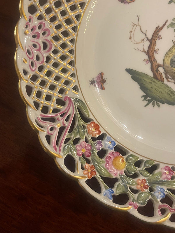 Four Herend Porcelain Reticulated Dessert Plates. Hungary, Mid-20th Century.